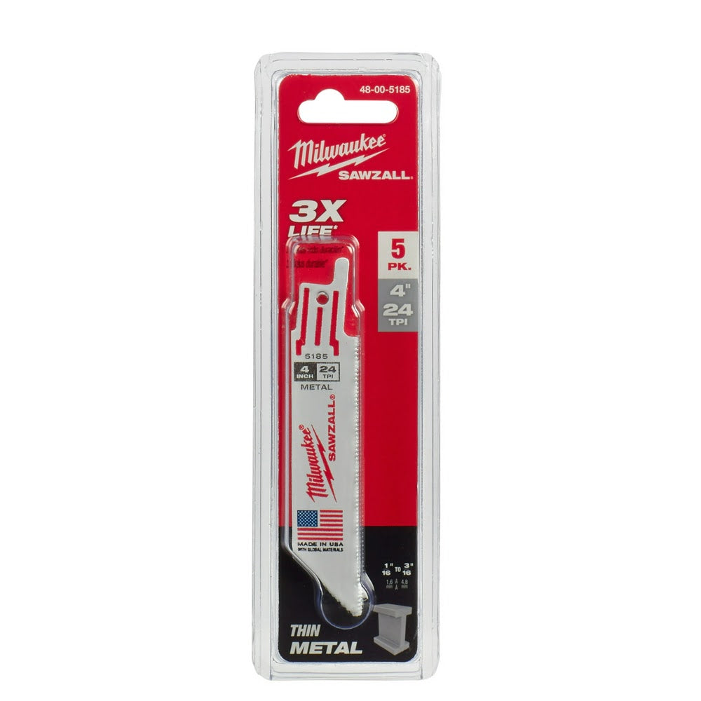 Milwaukee 48-00-5185 4 x 24TPI Bi-Metal Super Sawzall Blade