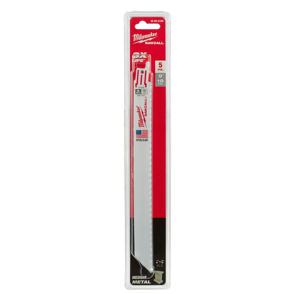 Milwaukee 48-00-5188 9 x 18TPI Bi-Metal Super Sawzall Blade