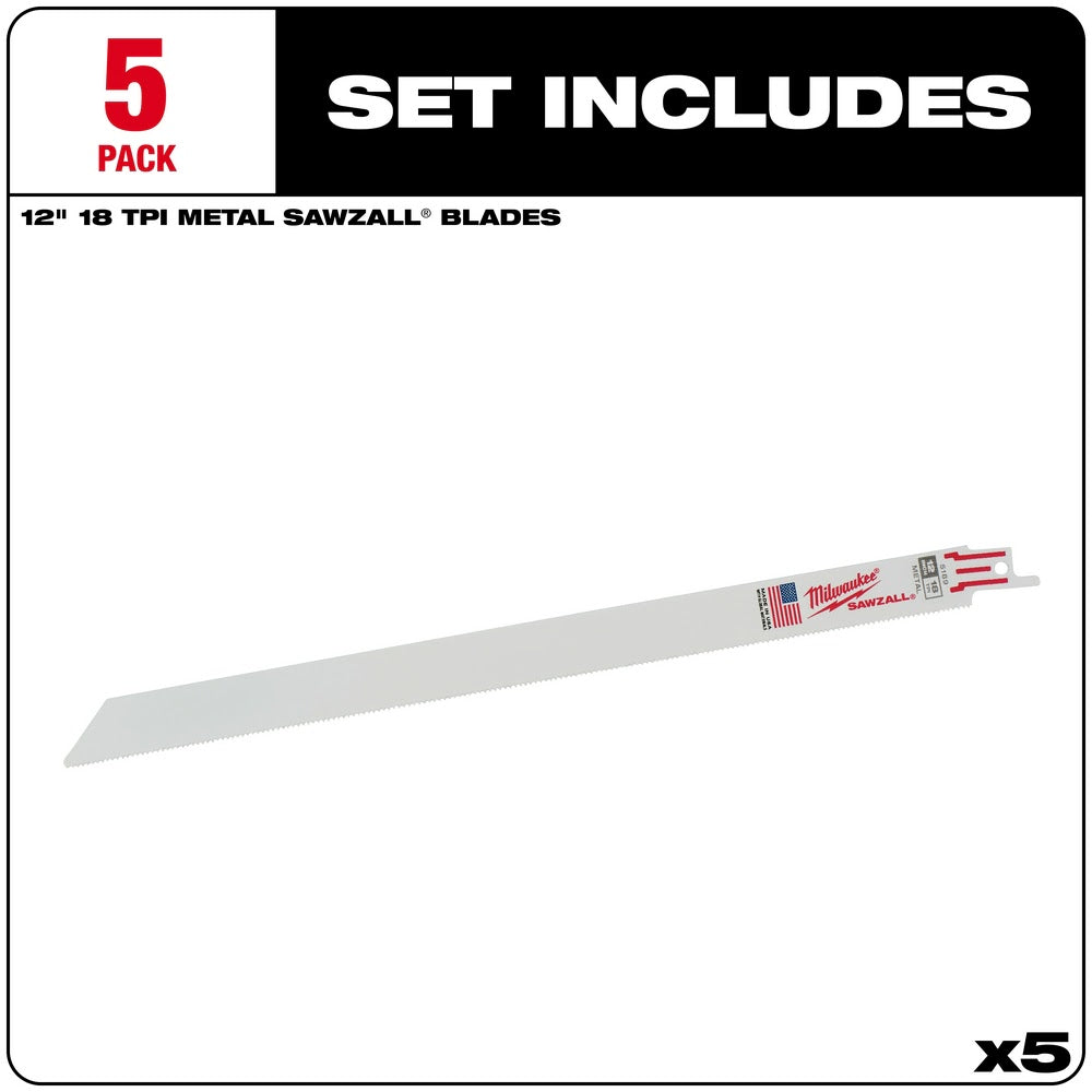 Milwaukee 48-00-5189 12 x 18TPI Bi-Metal Super Sawzall Blade