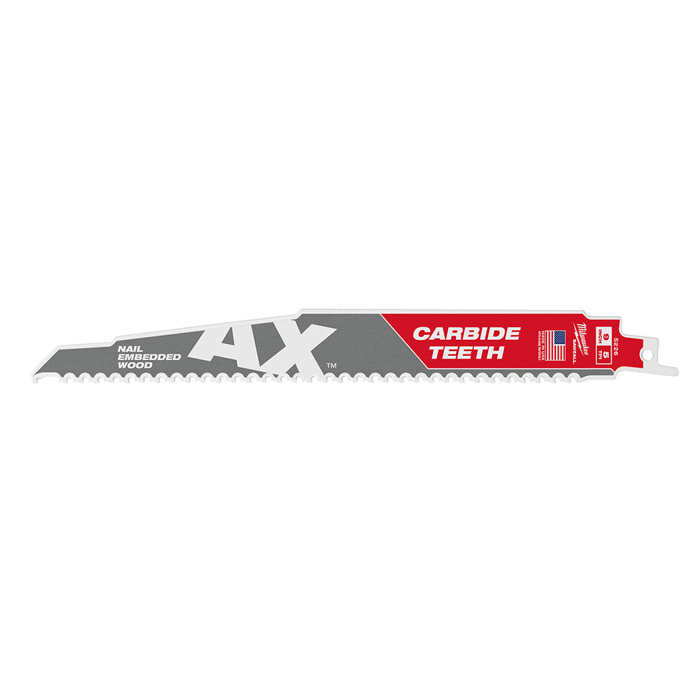 Milwaukee 48-00-5226 AX Sawzall Blade with Carbide Teeth, 9 5TPI