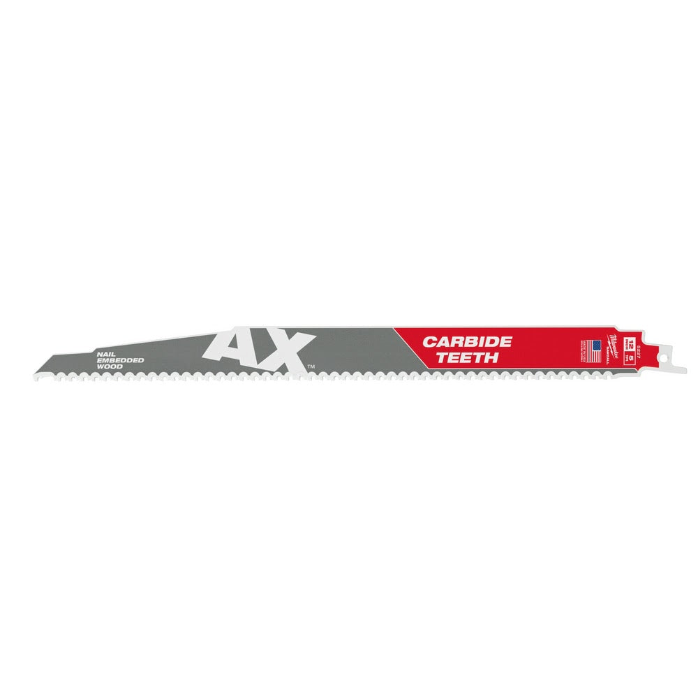 Milwaukee 48-00-5327 12 5TPI AX with Carbide Teeth Sawzall Blade, 3 Pack