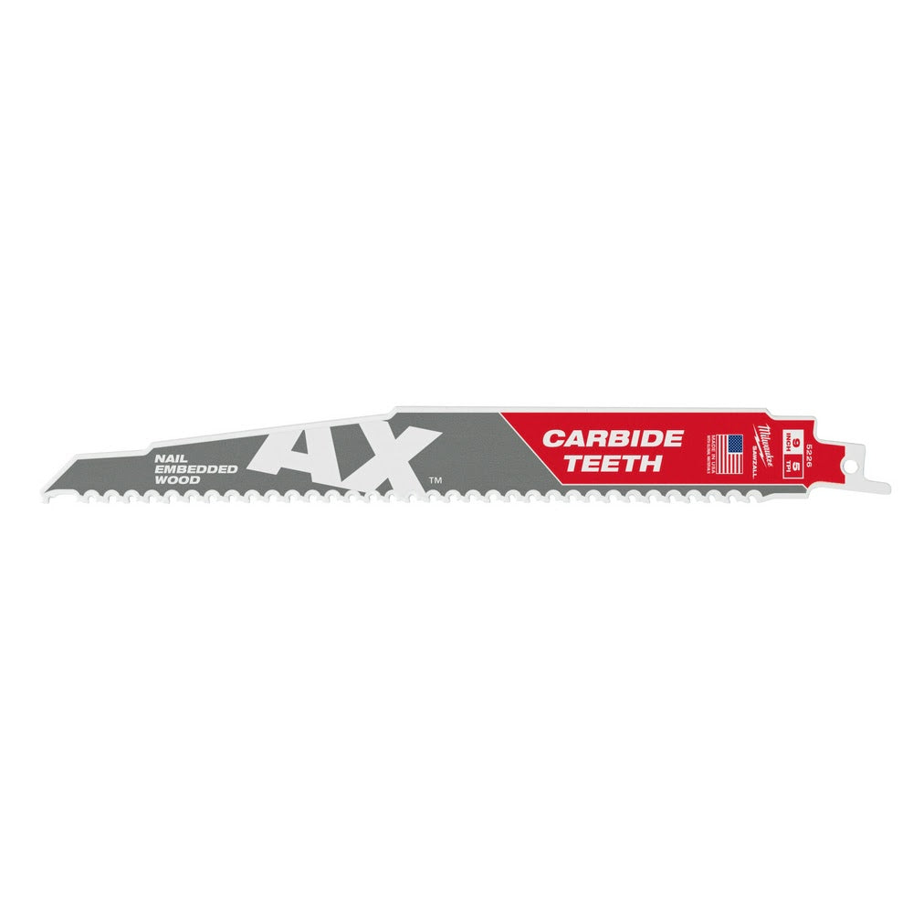 Milwaukee 48-00-5526 9 5TPI AX with Carbide Teeth Sawzall Blade, 5 Pack