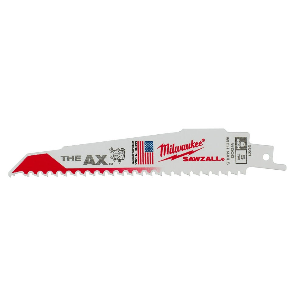 Milwaukee 48-00-8021 6 x 5/8 TPI Super Sawzall AX Blade, 25-Pack