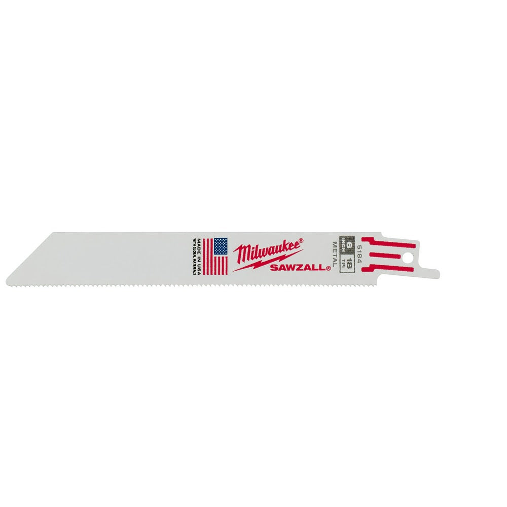 Milwaukee 48-01-6184 6 x 18 TPI Bi-Metal Super Sawzall Blade, 50-Pack