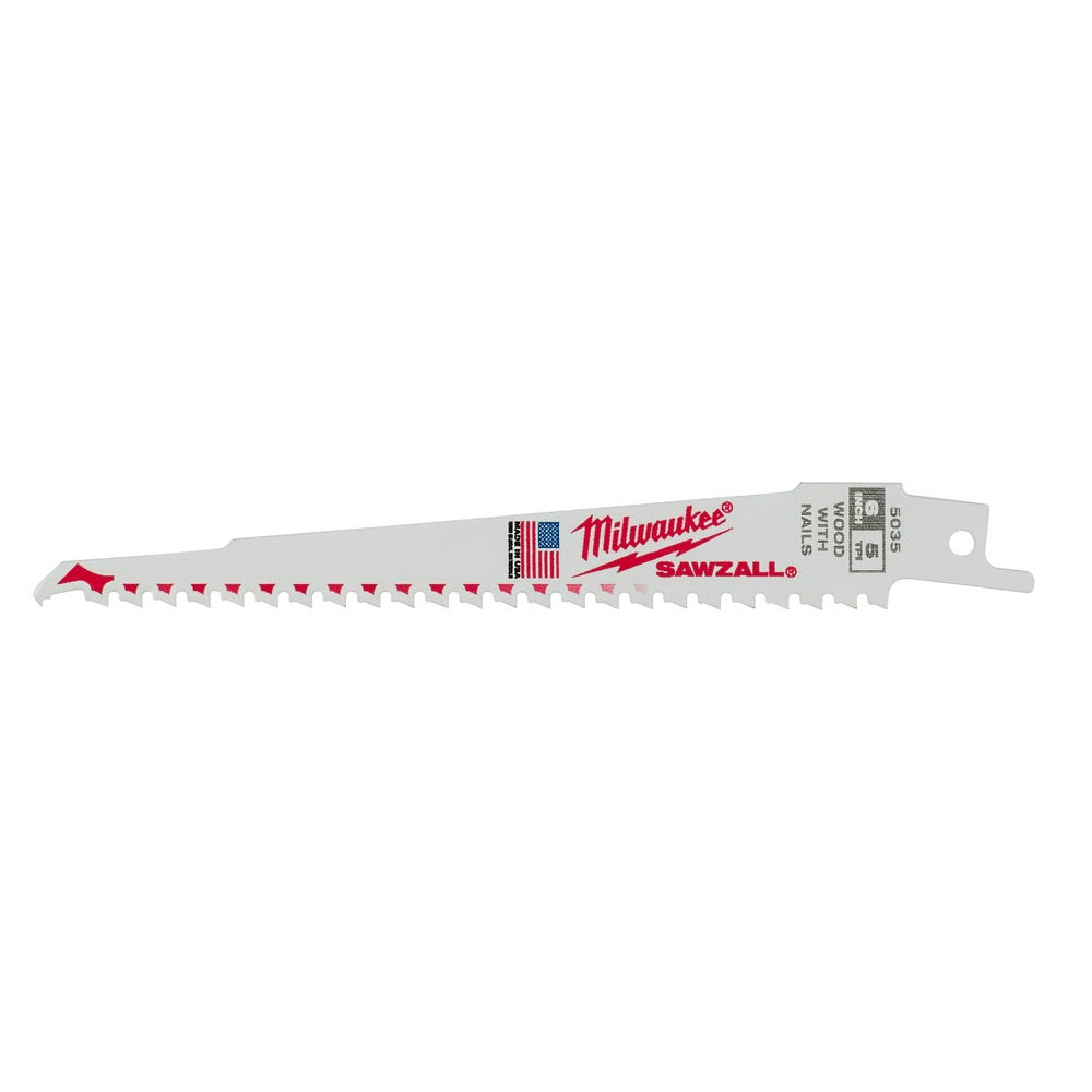 Milwaukee 48-01-7035 Super Sawzall Blade 5TPI 6 Length