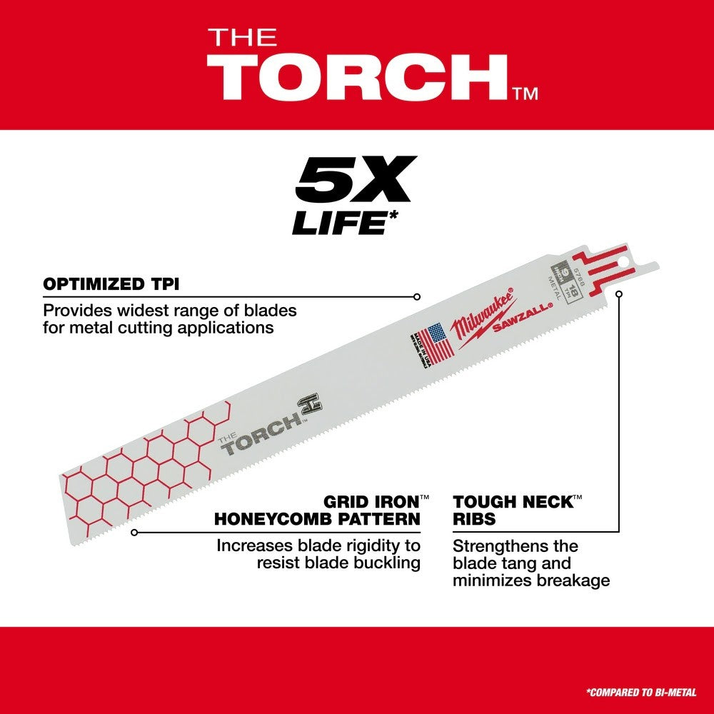 Milwaukee 48-01-7712 6 10 TPI The Torch SAWZALL Blades, 100 Pack