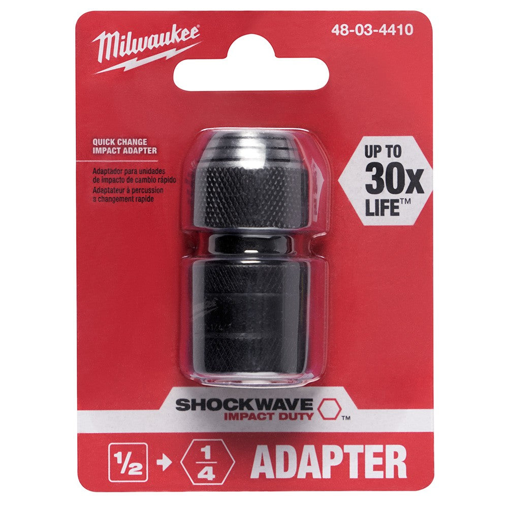 Milwaukee 48-03-4410 1/2 Square x 1/4 Hex Shockwave Hex Adapter