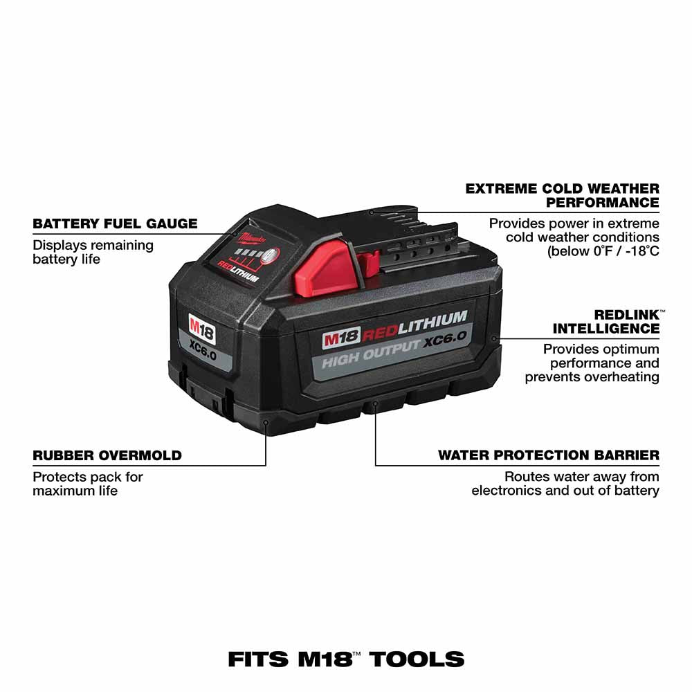 Milwaukee 48-11-1862 M18 REDLITHIUM High Output XC6.0 Battery 2-Pack