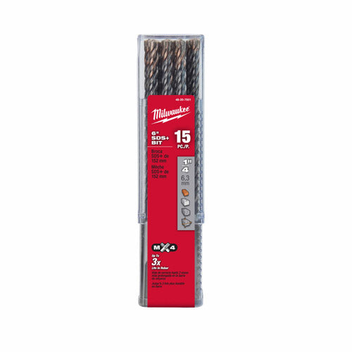 Milwaukee 48-20-7931 1/4 x 4 x 6 SDS Plus MX4 4 Cutter Carbide Bit, 10-Piece