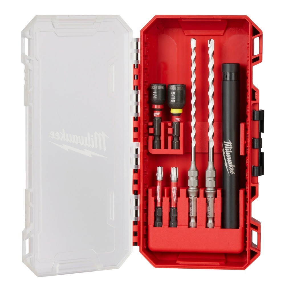 Milwaukee 48-20-8877 7pc. SHOCKWAVE Impact DUTY Carbide Multi-Material Drill Bit Concrete Screw Install Kit