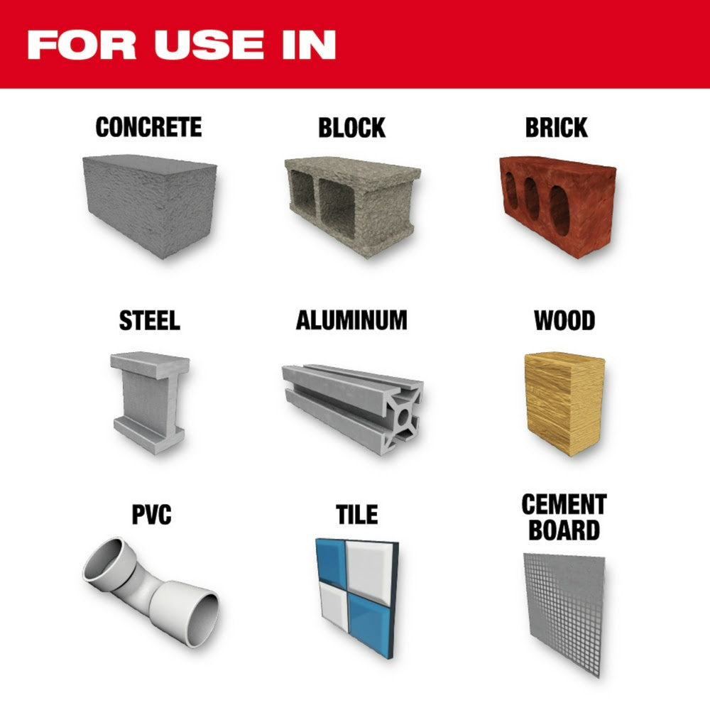 Milwaukee 48-20-8877 7pc. SHOCKWAVE Impact DUTY Carbide Multi-Material Drill Bit Concrete Screw Install Kit