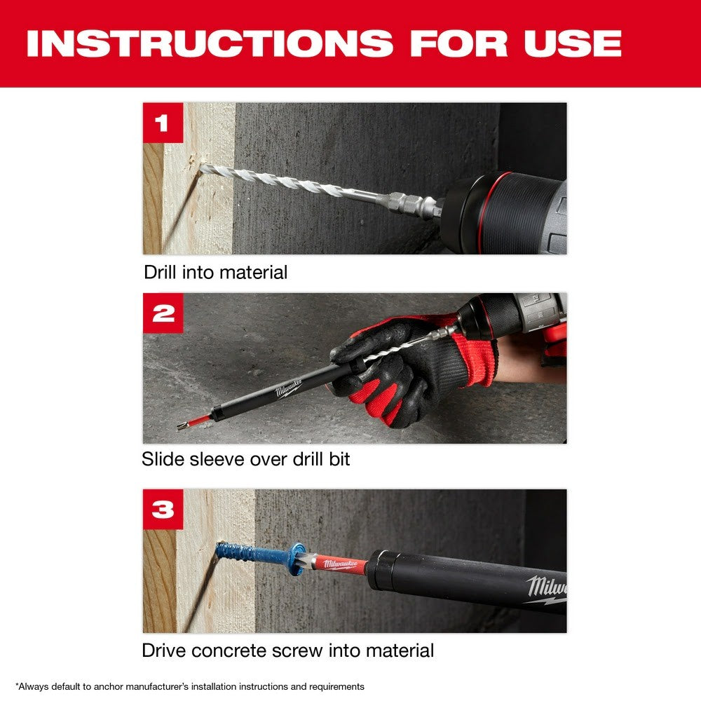 Milwaukee 48-20-8877 7pc. SHOCKWAVE Impact DUTY Carbide Multi-Material Drill Bit Concrete Screw Install Kit