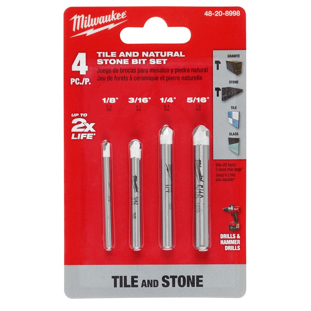 Milwaukee 48-20-8998 4Pc  Natural Stone Bit Set