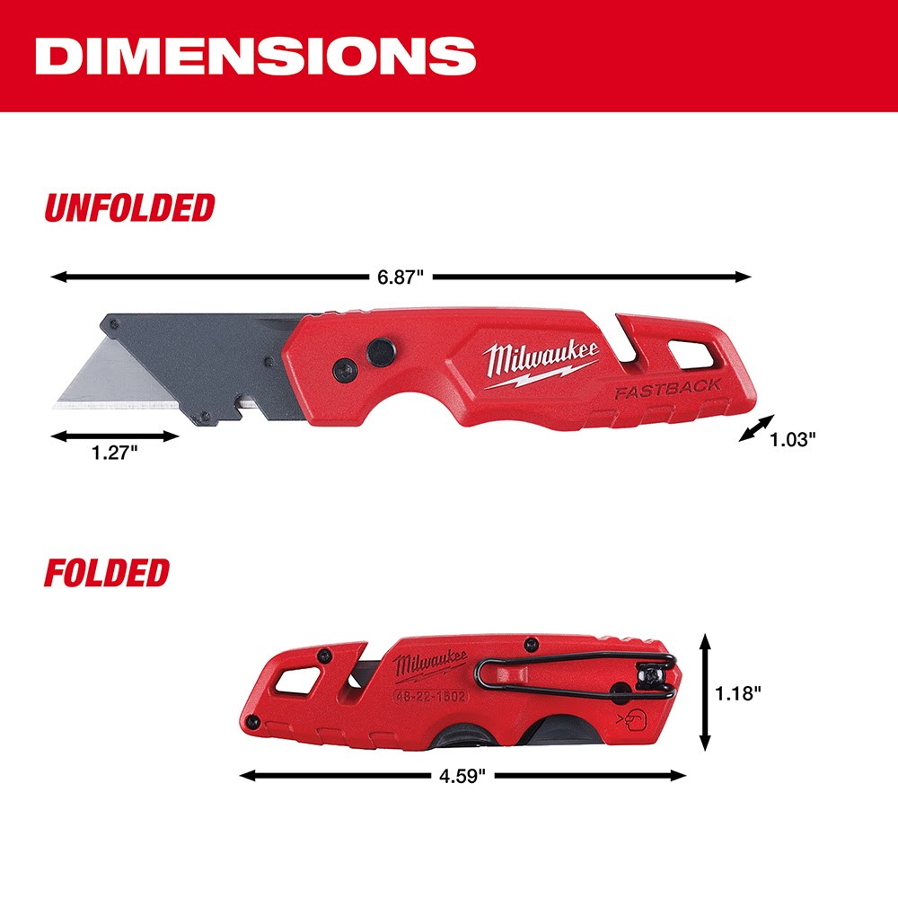 Milwaukee 48-22-1502 FASTBACK Folding Utility Knife w/ Blade Storage