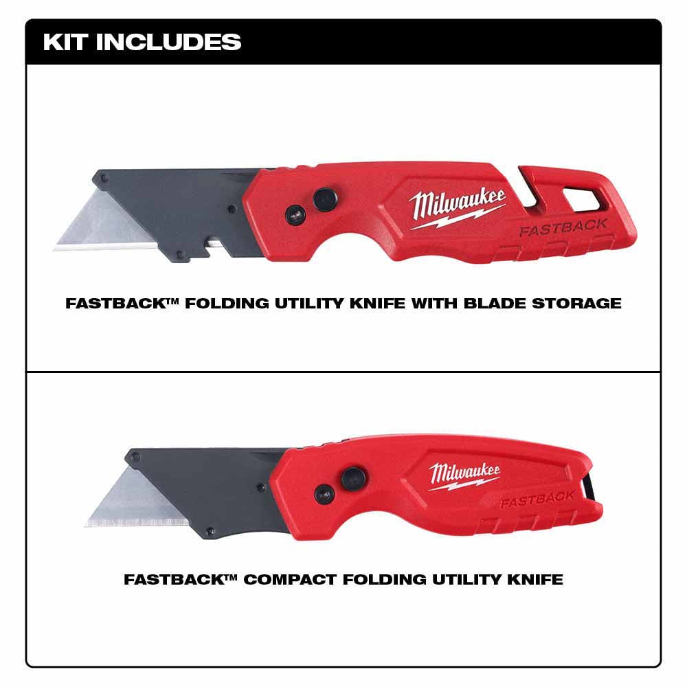 Milwaukee 48-22-1503 FASTBACK w/ Storage & FASTBACK Compact Knife Set