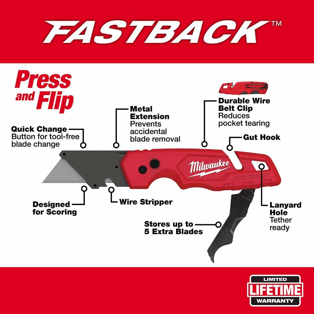 Milwaukee 48-22-1504 FASTBACK Folding utility Knife/Blade Set