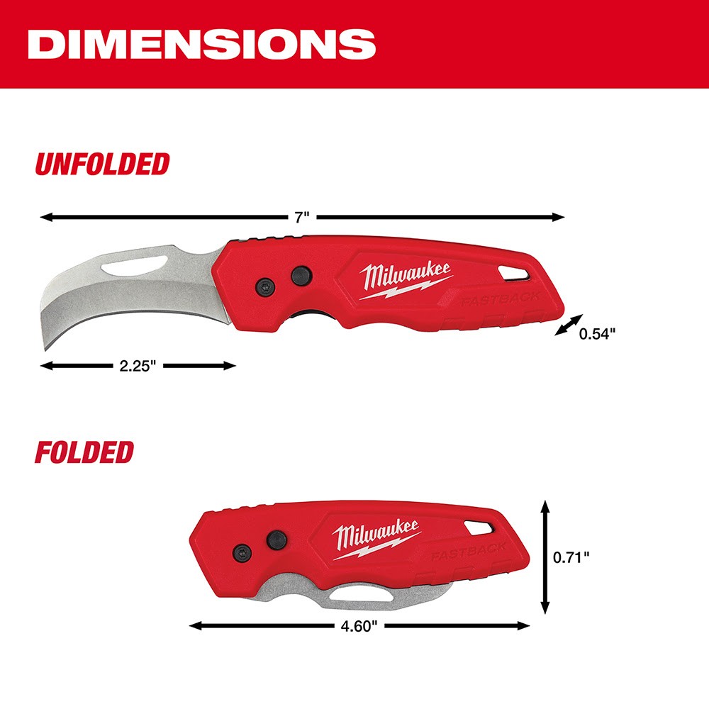 Milwaukee 48-22-1525 FASTBACK Hawkbill Folding Pocket Knife