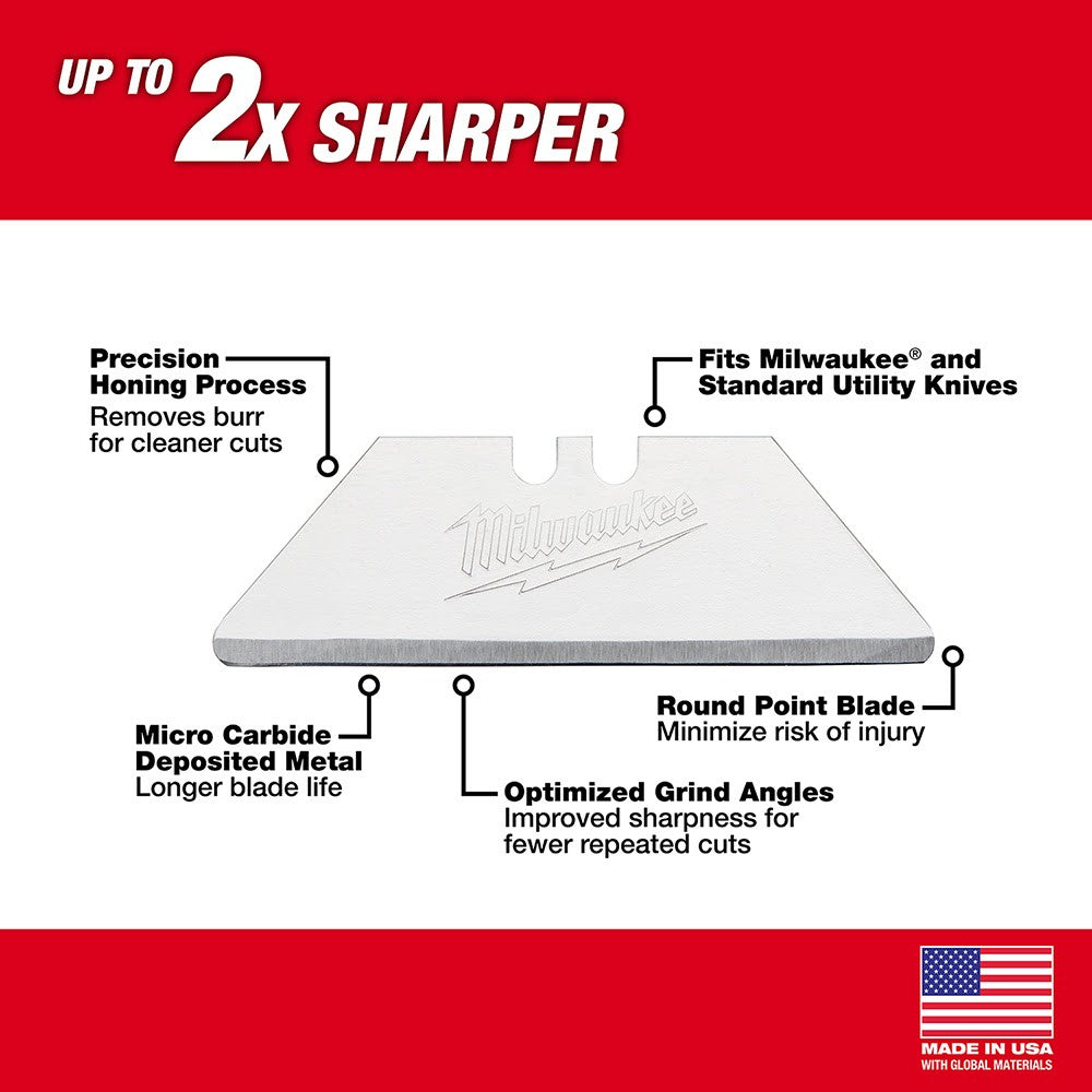 Milwaukee 48-22-1954 50Pc Carton Utility Knife Blades w/ Dispenser