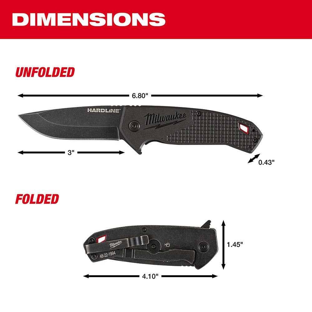 Milwaukee 48-22-1994 3 HARDLINE Smooth Blade Pocket Knife