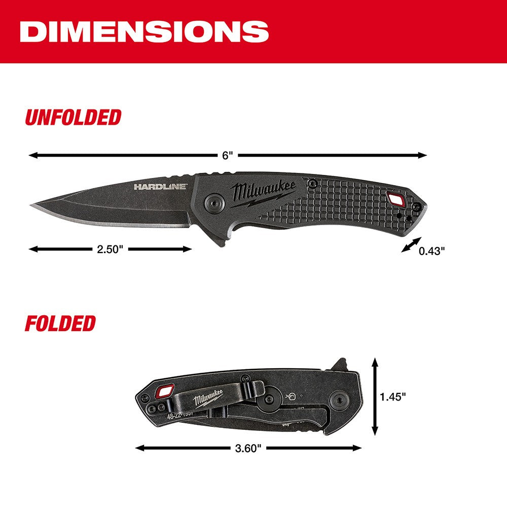 Milwaukee 48-22-1997 2.5 HARDLINE Smooth Blade Pocket Knife