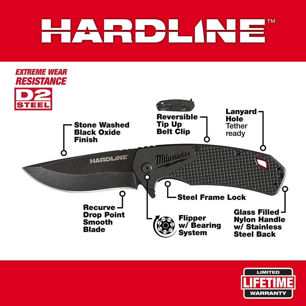 Milwaukee 48-22-1999 3.5 HARDLINE Smooth Blade Pocket Knife