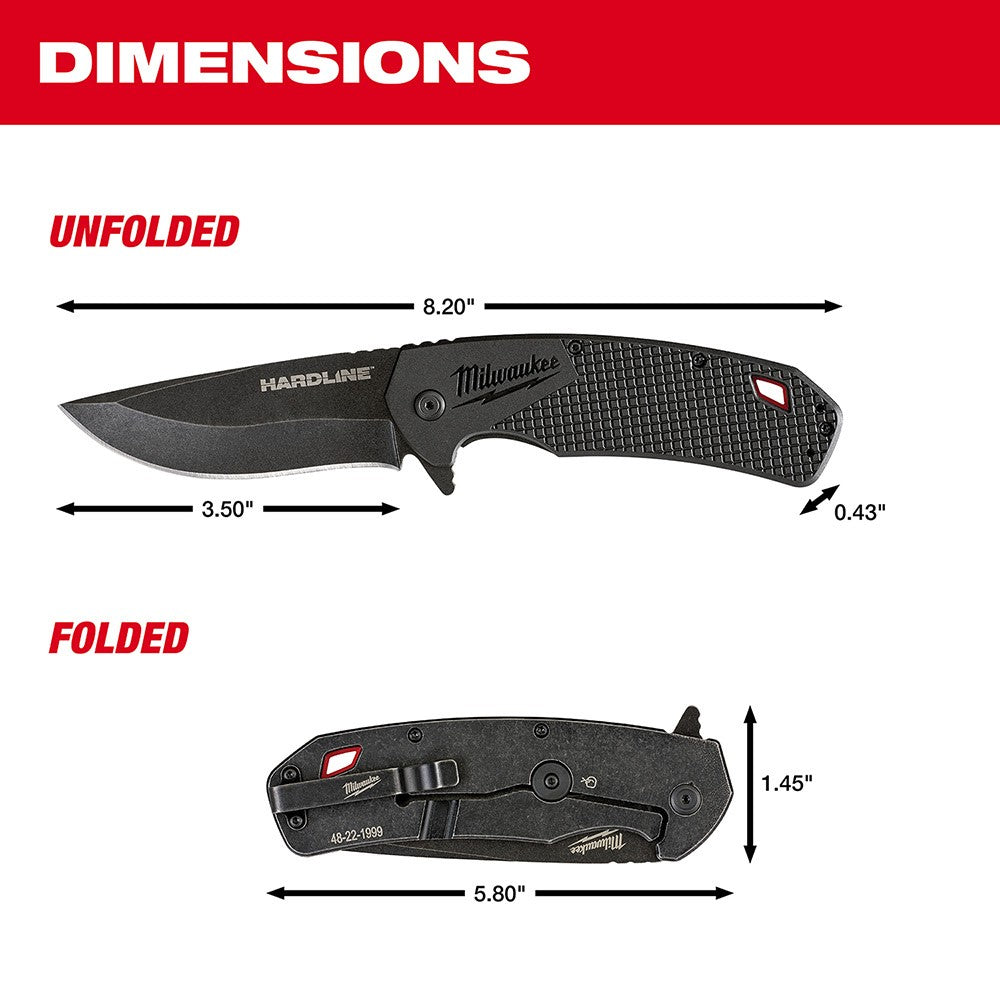 Milwaukee 48-22-1999 3.5 HARDLINE Smooth Blade Pocket Knife