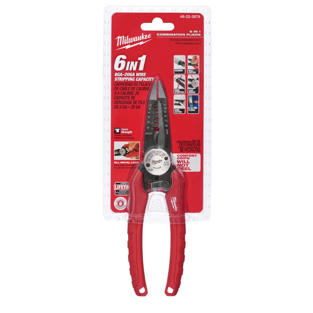 Milwaukee 48-22-3079 8GA - 20GA 6-in-1 Combination Wire Pliers