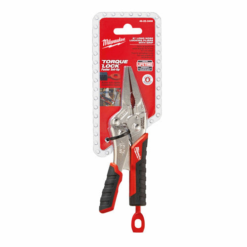 Milwaukee 48-22-3406 6 TORQUE Lock Long Nose Locking Pliers w/ Durable Grip