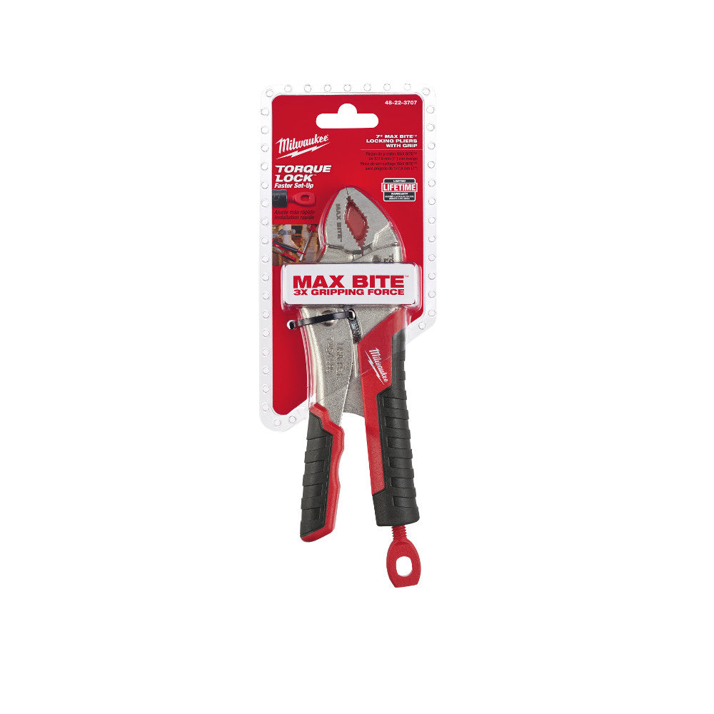 Milwaukee 48-22-3707 7 Gripped Curved Jaw Locking Pliers with Max Bite