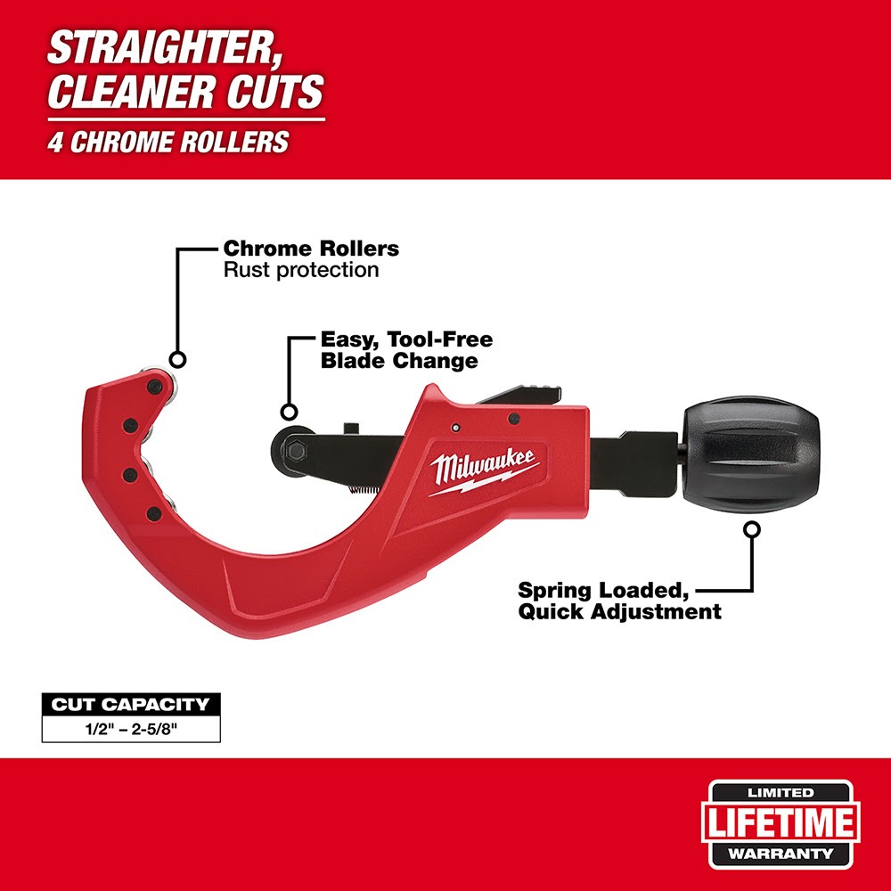 Milwaukee 48-22-4253 2-1/2 Quick Adjust Copper Tubing Cutter