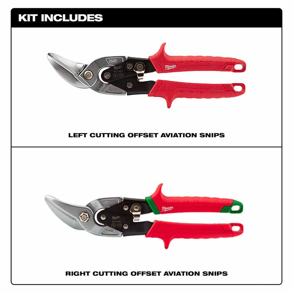 Milwaukee 48-22-4523 2 Piece Offset Aviation Snip Set