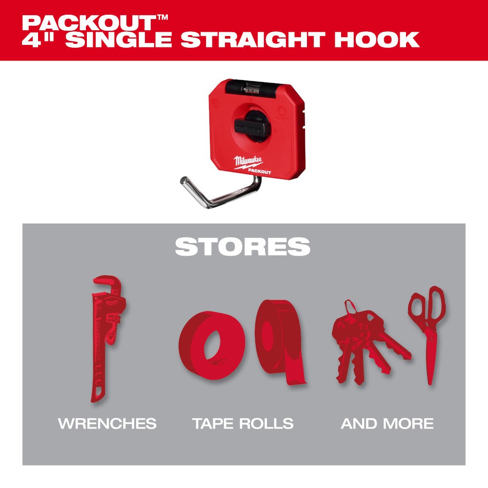 Milwaukee 48-22-8328 PACKOUT 4 Single Straight Hook