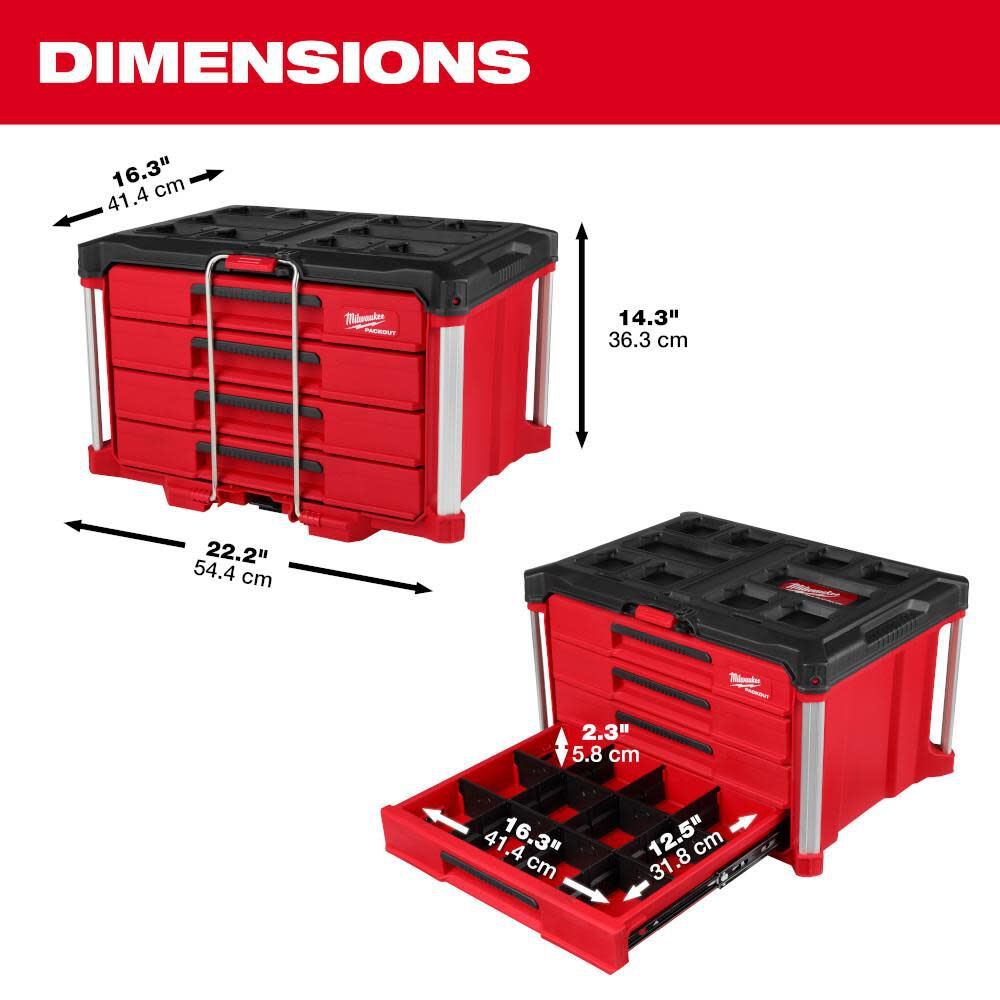 Milwaukee 48-22-8444 PACKOUT 4-Drawer Tool Box