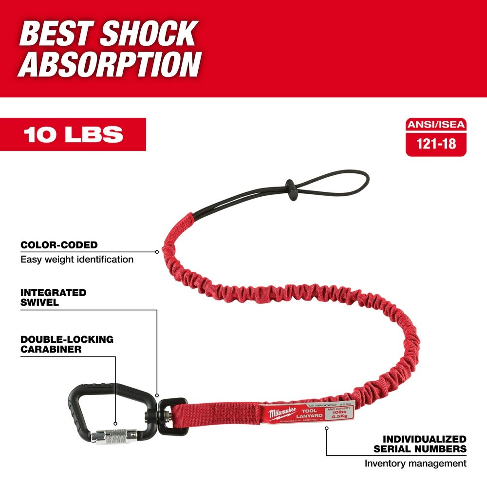 Milwaukee 48-22-8810 10-lb 36.3 Shock Absorbing and Locking Tool Lanyard