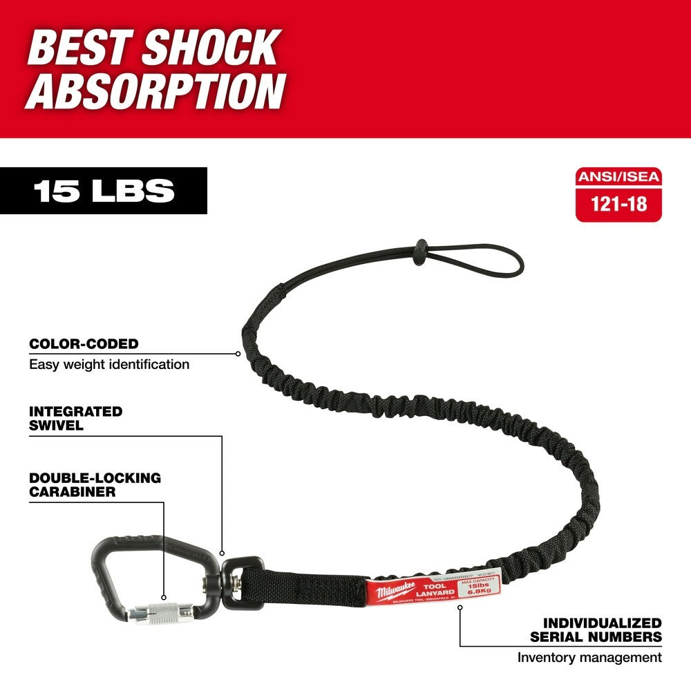 Milwaukee 48-22-8815 15-lb 36.3 Shock Absorbing and Locking Tool Lanyard