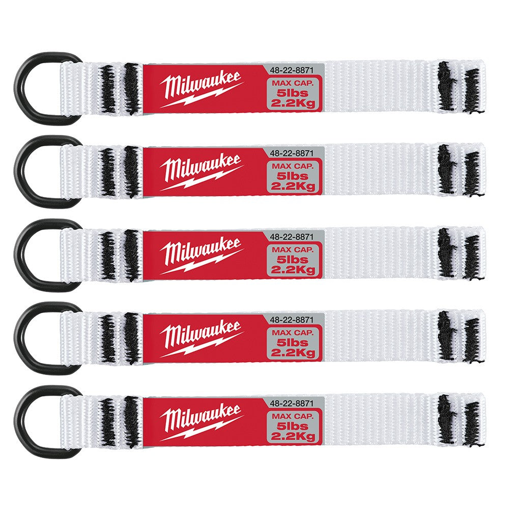 Milwaukee 48-22-8871 5 Piece 5-lb Nylon Web Metal D-Ring Web Attachment Set