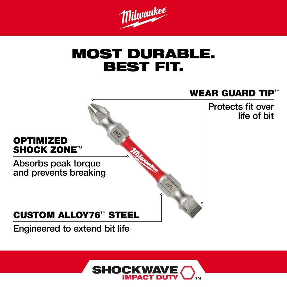 Milwaukee 48-32-4312 Shockwave Impact Phillips 2 & T25 Double Ended Bit