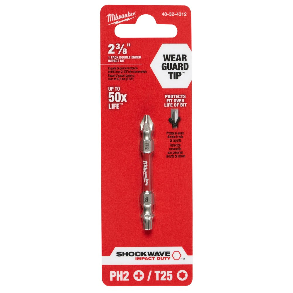 Milwaukee 48-32-4312 Shockwave Impact Phillips 2 & T25 Double Ended Bit