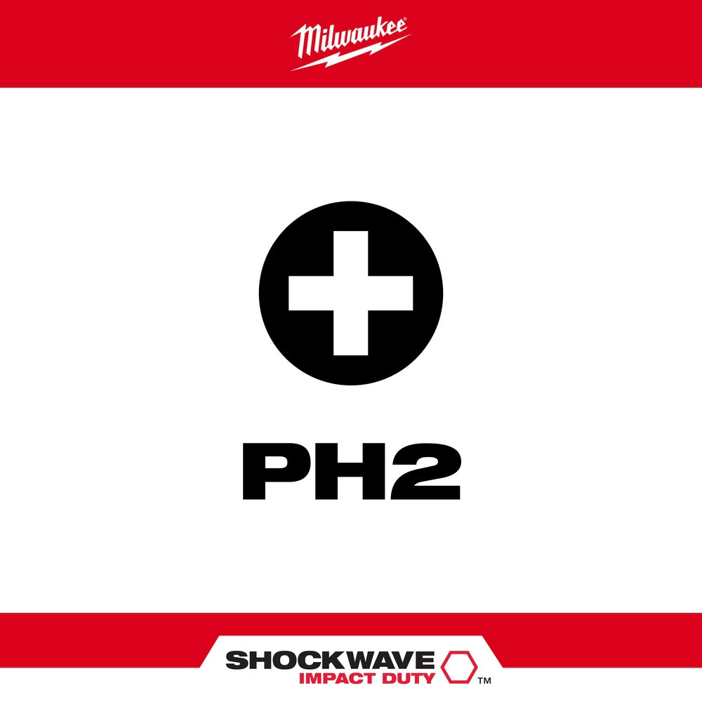 Milwaukee 48-32-4462 #2 Phillips Shockwave 2 Power Bit