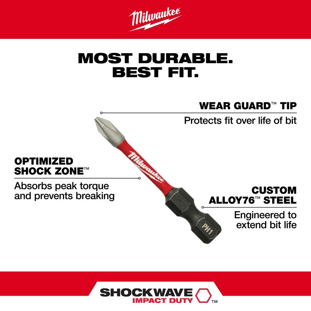 Milwaukee 48-32-4462 #2 Phillips Shockwave 2 Power Bit