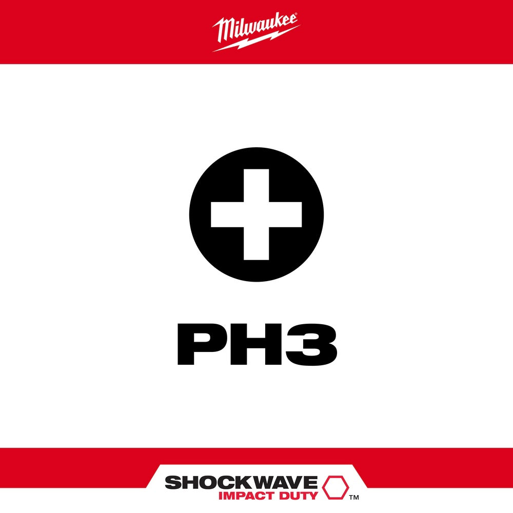 Milwaukee 48-32-4463 #3 Phillips Shockwave 2 Power Bit