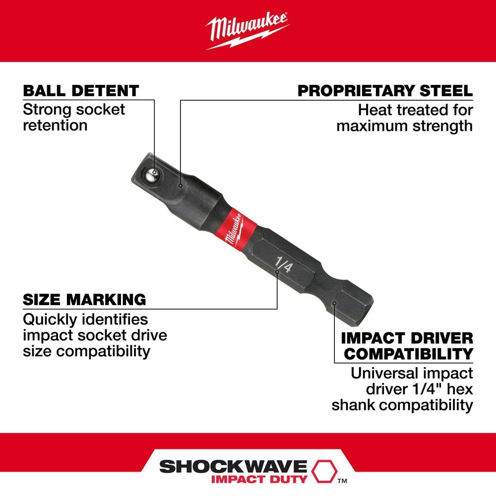 Milwaukee 48-32-5030 1/4 Hex Shank to 1/4 Shockwave Socket Adapter