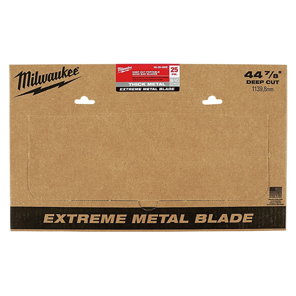 Milwaukee 48-39-0605 44-7/8 8-10TPI Extreme Thick Metal Bandsaw Blades 25 Pack Deep Cut