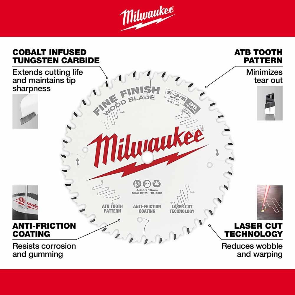 Milwaukee 48-40-0524 5-3/8 36T Fine Finish Circular Saw Blade