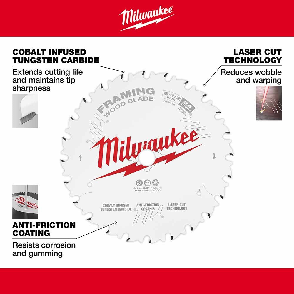 Milwaukee 48-40-0620 6-1/2 24T Framing Circular Saw Blade