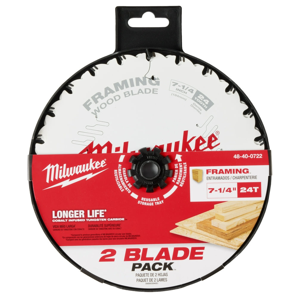 Milwaukee 48-40-0722 7-1/4 24T Framing Circular Saw Blade 2PK