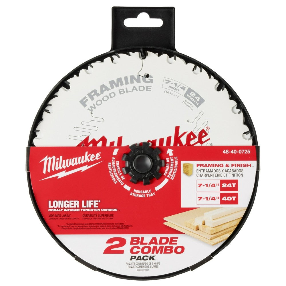 Milwaukee 48-40-0725 7-1/4 24T & 40T Circular Saw Blade-2Pk