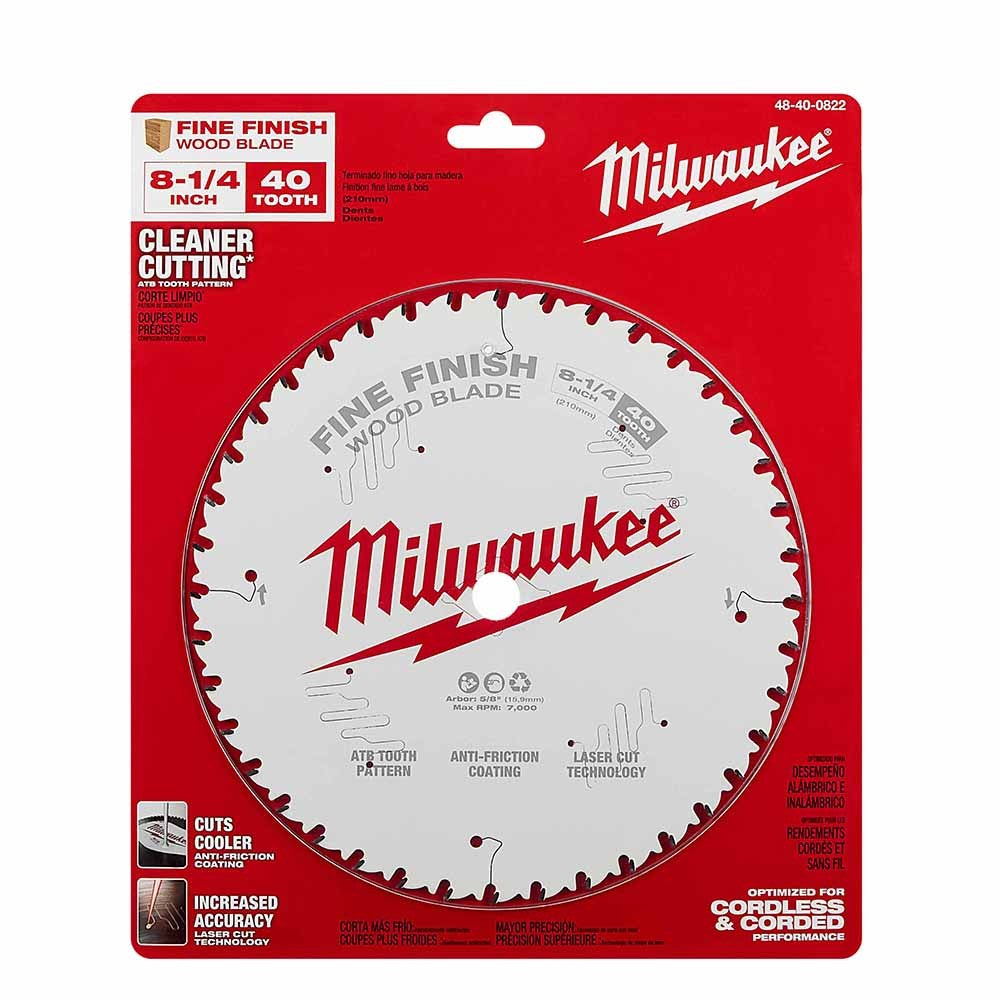 Milwaukee 48-40-0822 8-1/4 40T Fine Finish Circular Saw Blade