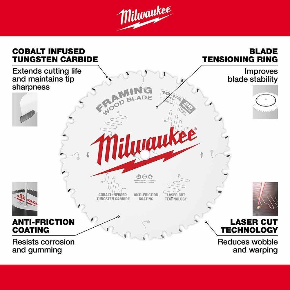 Milwaukee 48-40-1038 10-1/4 28T Framing Circular Saw Blade