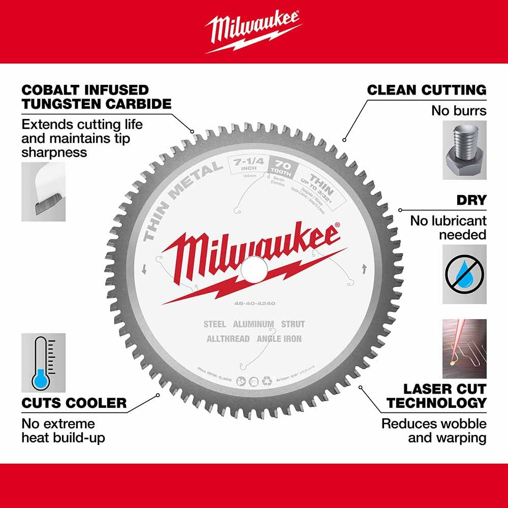 Milwaukee  48-40-4240 7-1/4 70T Metal CSB, 5/8